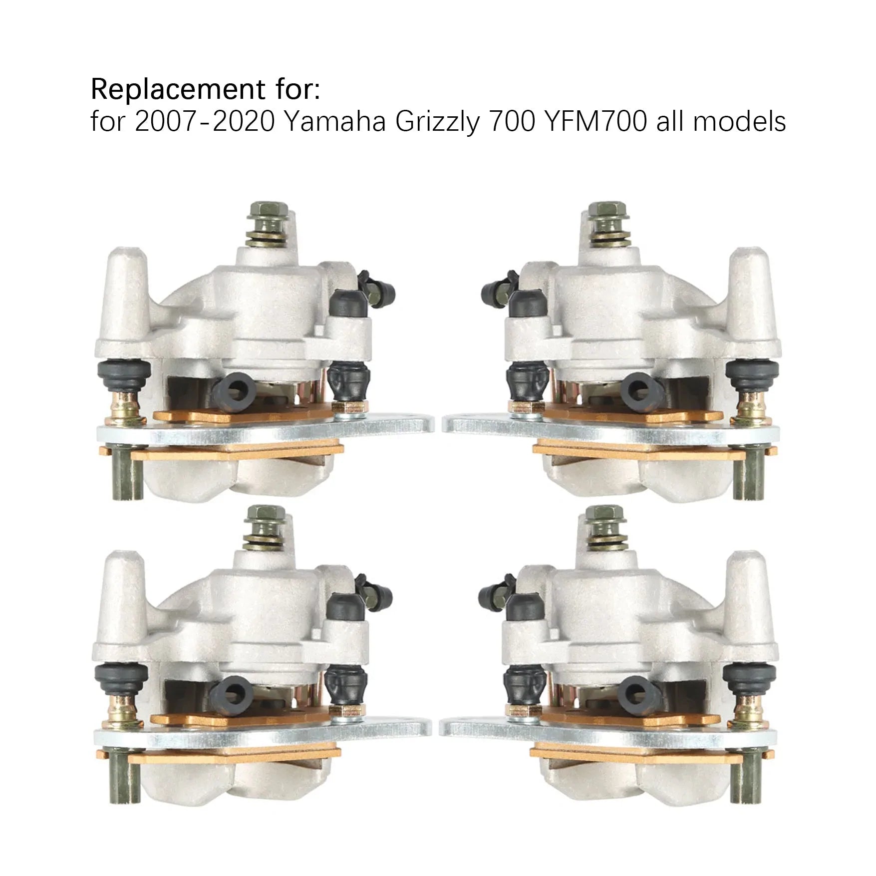 labwork Front and Rear Brake Calipers w/Pads 3B4-2580W-11-00 Replacement for 2007-2020 Yamaha Grizzly 700 YFM700F/P LAB WORK MOTO
