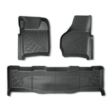 3Pcs Car Floor Mats Front and Rear TPE Black Replacement for F-250 F-350 Super Duty Crew Cab 1999-2007