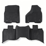 3-Piece 3D Injection Molded All-Weather Rubber Floor Mats for 2009-2018 Dodge Ram 1500 2500 3500 Classic