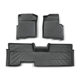 For 2009-2014 Ford F-150 F150 SuperCab TPE Front &2nd Row Floor Mats Liner Black