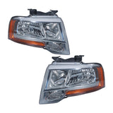 Left Right Side Headlight Assembly Chrome Replacement for Expedition 2015 2016 2017 Headlamps Assembly Replacement for FL1Z13008H FL1Z13008G