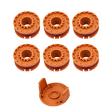 6 Pack WA0010 Trimmer String Replacement for 0.065 for Worx WG154 WG163 WG160 WG180 WG175 WG155 WG151 String Trimmer (6 Spools + 1 Caps)