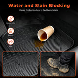 3 In 1 Car Floor Mats Front Rear Rubber Black Universal Fit Carpet Set