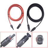 1 Pair 12AWG 15ft Black+Red Solar Panel Extension Cable Wire Connector Black+Red