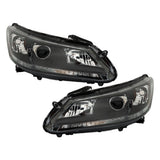 Labwork Headlights Headlamps Halogen For 2013-2015 Honda Accord Black Right Left
