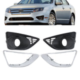 Labwork Front Fog Light Trim+Fog Light Bezel For 2010-2012 Ford Fusion Set of 4
