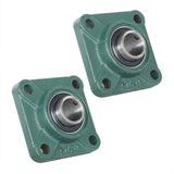 2 PCS UCF205-16 Solid Base Pillow Block Flange Mounted Bearing 1" Bore 4 Bolt