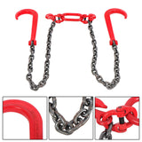 G80 3/8" x 3' V Bridle Tow Recovery Chain w/15" J-Hook & Grab Hook 15600 lbs