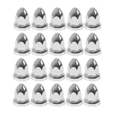 33mm Chrome Lug Nut Covers Semi Truck Push On Bullet Style ABS Plastic Set of 20