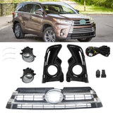 Labwork L+R Fog Lights&Front Bumper Upper Grille For Toyota Highlander 2017-2019