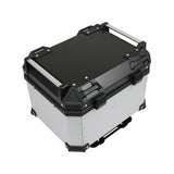 45L Aluminum Motorcycle Top Case Lock Trunk Luggage Tour Tail Box Storage Silver
