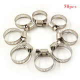 50Pcs 1/2"-3/4" Adjustable Stainless Steel Drive Hose Clamps Fuel Line Worm Clip