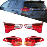 Labwork Left+Right Side Tail Lights For 2013-15 Toyota RAV4 Halogen Outer+Inner