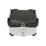 45L Aluminum Motorcycle Top Case Lock Trunk Luggage Tour Tail Box Storage Silver