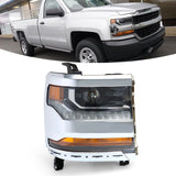 Labwork Right Headlight For 2016-2018 Chevy Silverado 1500 Chrome Assembly HID