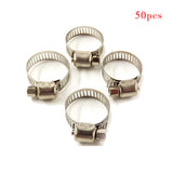 50Pcs 1/2"-3/4" Adjustable Stainless Steel Drive Hose Clamps Fuel Line Worm Clip