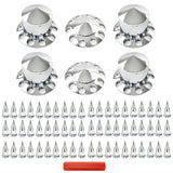 Truck Wheel Axle Covers Spiked Chrome Hub Cover Kit 33mm Front & Rear Semi