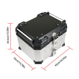 Silver Motorcycle Luggage Waterproof Tail Box Top Case Scooter Trunk Storage 45L