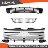 Labwork Bumper Grille Assembly + 1 Pair Fog Lamp Molding For Ford Edge 2007-2010