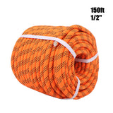 1/2"×150' Orange & Black 48 Strands Polyester Braided Arborist Bull Rope 6500lbs