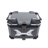 45L Motorcycle Rear Top Case Trunk with Safety Lock Gray Aluminum Alloy