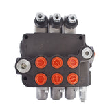 3 Spool Hydraulic Monoblock Double Acting Control Valve, 21 GPM, SAE Ports