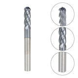 5 PCS 1/4" 4 Flute Ball Nose Carbide End Mill 2-1/2" Overall Length -TIALN COATE