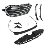 Labwork Grille+Radiator Cover+Bumper Lid+4 Bracket For Hyundai Elantra 2017-2018