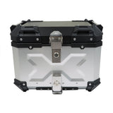 Silver Motorcycle Luggage Waterproof Tail Box Top Case Scooter Trunk Storage 45L