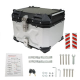 Silver Motorcycle Luggage Waterproof Tail Box Top Case Scooter Trunk Storage 45L