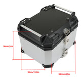 45L Aluminum Motorcycle Top Case Lock Trunk Luggage Tour Tail Box Storage Silver