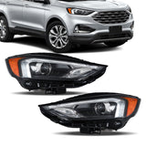 Labwork RH+LH LED Headlights Assembly W/LED DRL For Ford Edge 2019-2023 Black