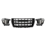 Labwork Left+Right LED Headlight&Front Upper Grille For 2021-23 GMC Yukon Black