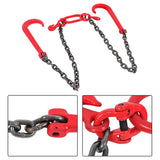 G80 3/8" x 3' V Bridle Tow Recovery Chain w/15" J-Hook & Grab Hook 15600 lbs