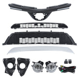 Labwork Lower Grille&Front Upper&Center+Trim+Fog Lights Kit For RAV4 SE 16-2018