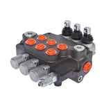 3 Spool Hydraulic Monoblock Double Acting Control Valve, 21 GPM, SAE Ports