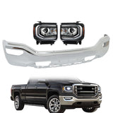 Labwork RH+LH HID Headlights&Front Bumper Face Bar For 2016-2018 GMC Sierra 1500