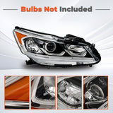Driver Side and Passenger Side Replacement for Accord 2016-2017 Headlights Assembly Black Bezel Front Head Lamp