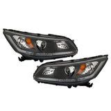 Labwork Headlights Headlamps Halogen For 2013-2015 Honda Accord Black Right Left