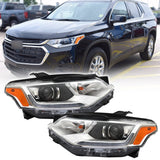 Labwork Left+Right Headlight For 2018-2021 Chevrolet Traverse LED DRL HID Chrome