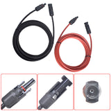 1 Pair 12AWG 15ft Black+Red Solar Panel Extension Cable Wire Connector Black+Red