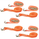 4 Piece 1.5" x 20' 4000 lbs Orange Ratchet Straps J Hook Heavy Duty Tie Downs US
