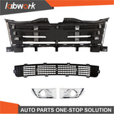 Labwork Bumper Grille Assembly + 1 Pair Fog Lamp Molding For Ford Edge 2007-2010