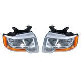 Left Right Side Headlight Assembly Chrome Replacement for Expedition 2015 2016 2017 Headlamps Assembly Replacement for FL1Z13008H FL1Z13008G