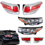 Labwork Pair Outer+Inner Taillights&Headlights For Toyota Highlander 2014-2016