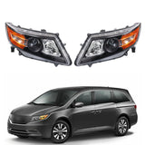 Labwork LH+RH Headlights For Honda Odyssey 2011-2017 Halogen Black Amber Corner