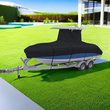 16-24ft Center Console W/ T-Top Roofs Boat Cover Heavy-Duty 420D Grey/Black/Blue