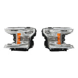 Labwork Left+Right Headlights Assembly For Ford F-150 2018-2020 Halogen Chrome
