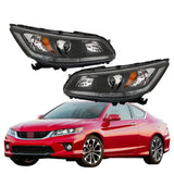 Labwork Headlights Headlamps Halogen For 2013-2015 Honda Accord Black Right Left