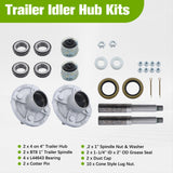 Labwork 1" Hub Round BT8 Spindle Set of 2 Trailer Axle Kits 4 on 4" Bolt Idler